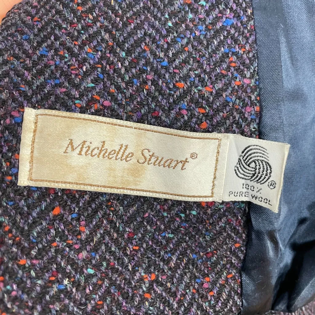 Vintage Wool Coat Tweed Batwing‎ Sleeve Car Coat Women Herringbone Retro Brown - Image 10