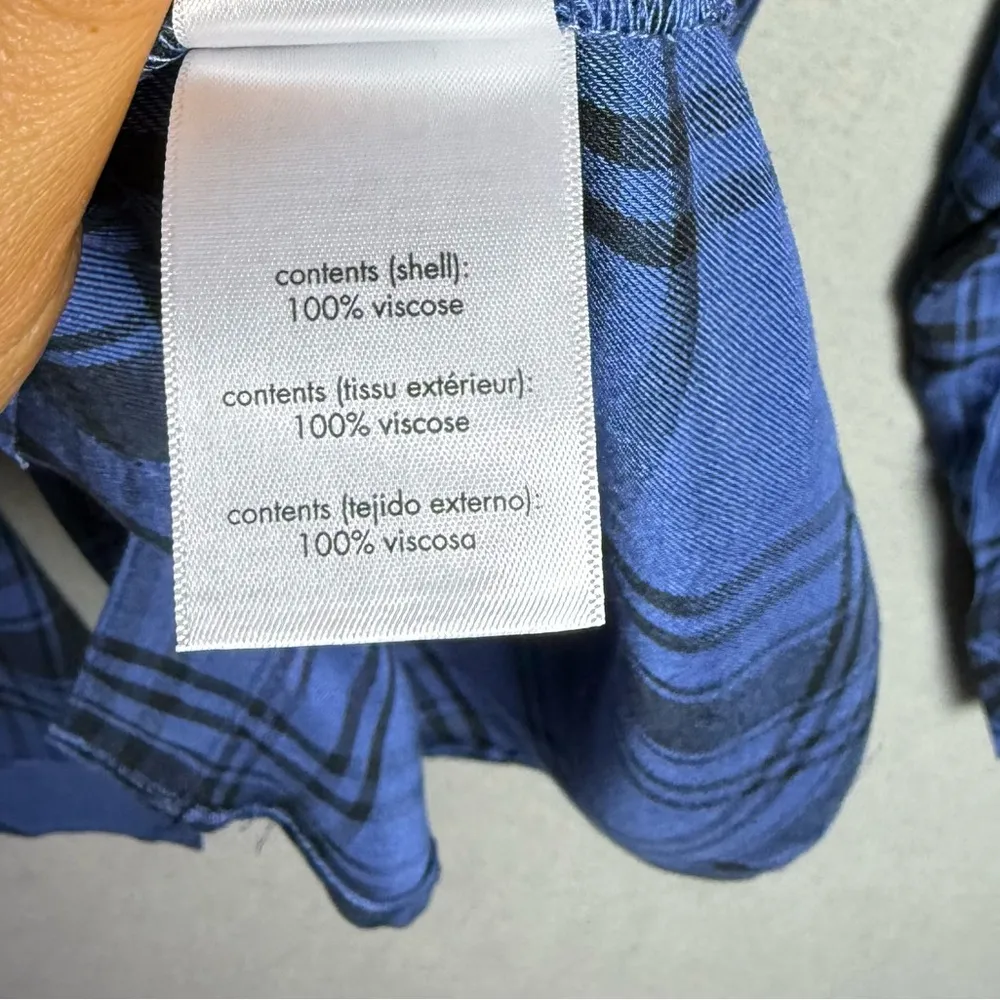 WeWoreWhat Women’s Boyfriend Plaid Button Up Shirt in Black and Blue Relaxed Fit - Image 6