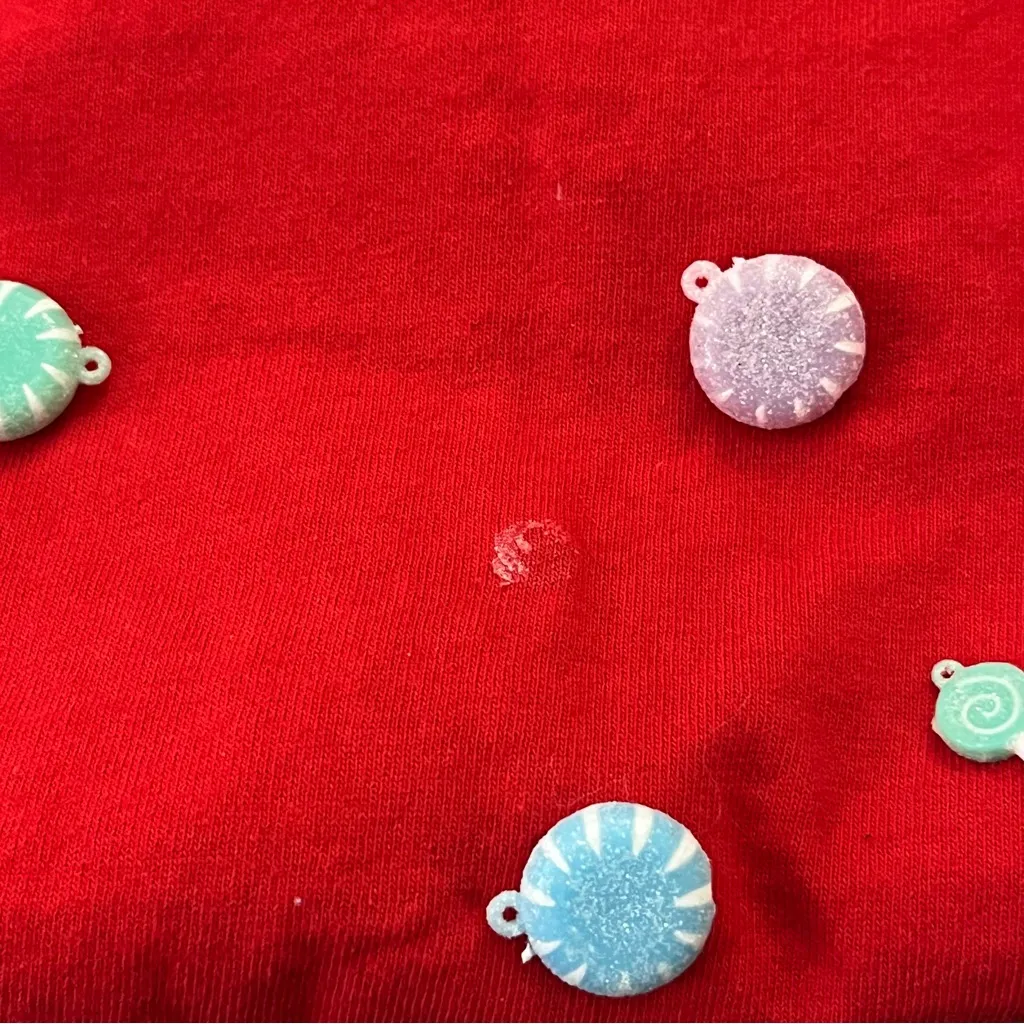 Gildan Christmas DIY Long Sleeve Holiday Top Feather Trim Candy Appliqué Red L - Image 6