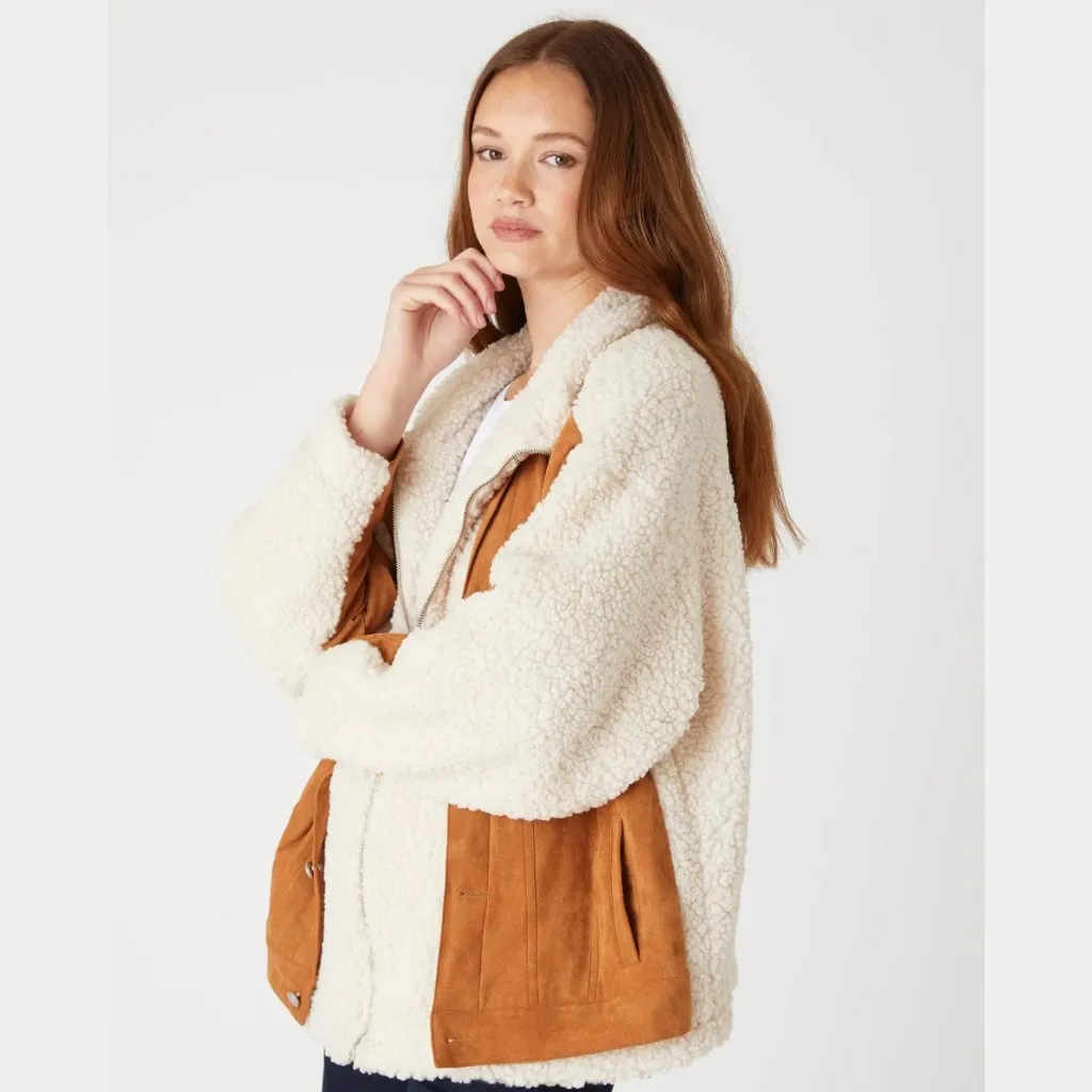 NWT BLANKNYC Faux Suede & Faux Shearling Trucker Jacket Small, CATCH ME OUTSIDE - Image 10