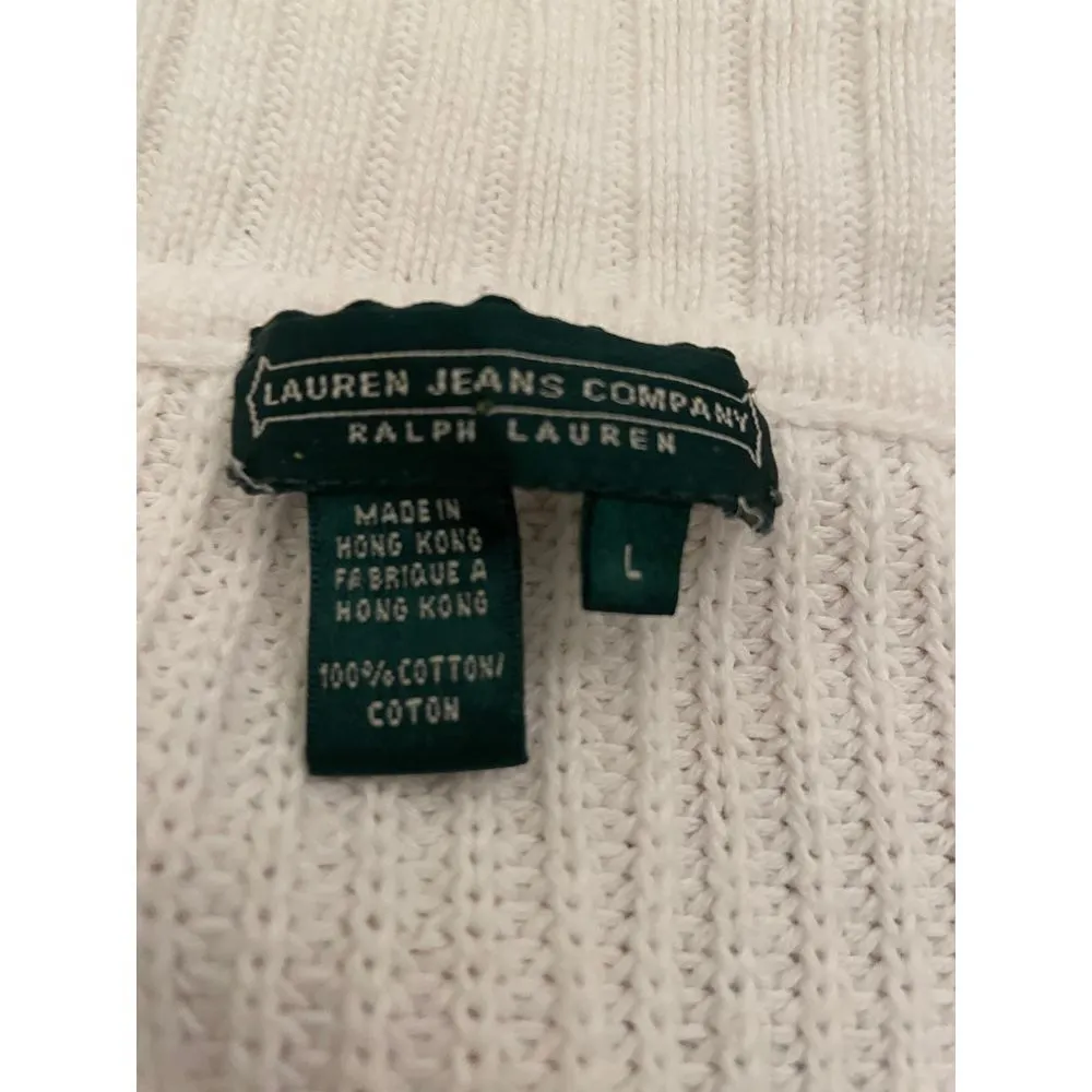 Vintage Ralph Lauren Jeans Company Women's White Pullover Sweater Cotton large - Image 2