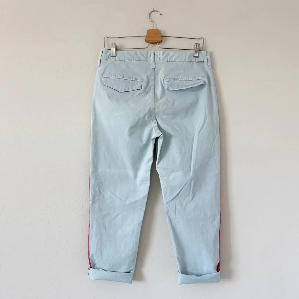 MOTHER The Shaker Prep Fray Tapered Leg chino Killing Time Blue/Red Size 30 Blue - Image 5