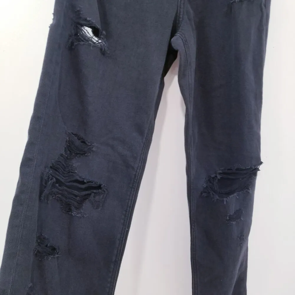 AEO American Eagle Mom Jean Distressed Ripped Black Denim - Image 9