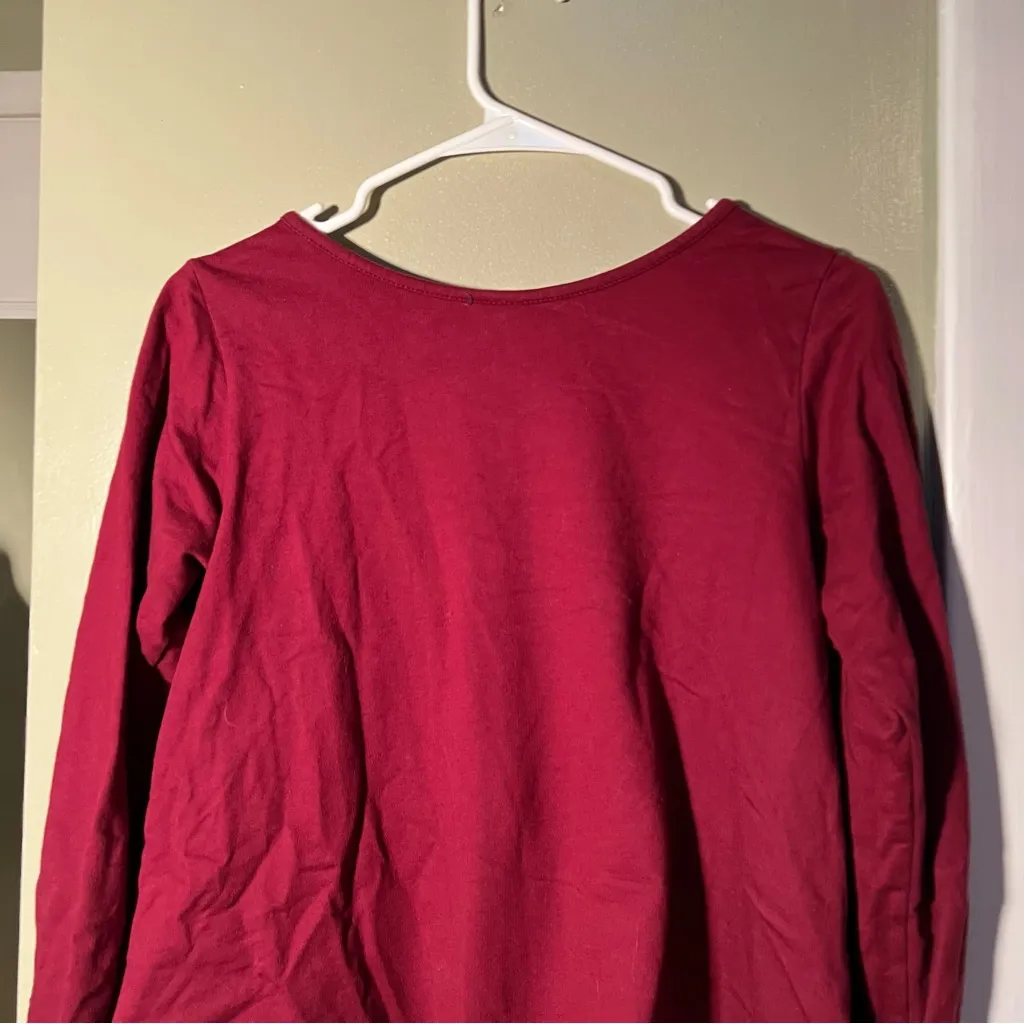 Flutter Squeak Thick Knit Sweatshirt Top Cherry Red Pockets M Size M - Image 7