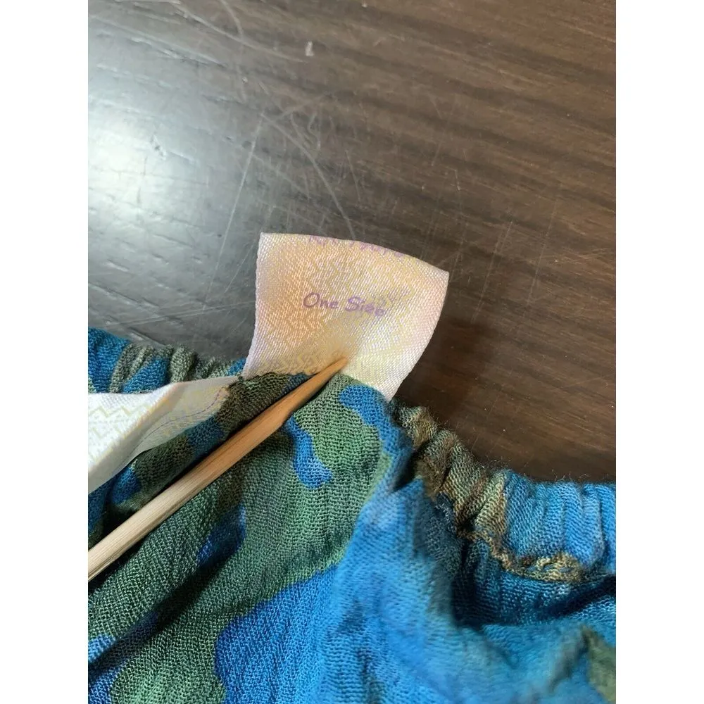 Sun Aguna Indonesia Batik Pants OS‎ Rayon Blue Beachy Vacation Travel Comfort Size undefined - Image 7