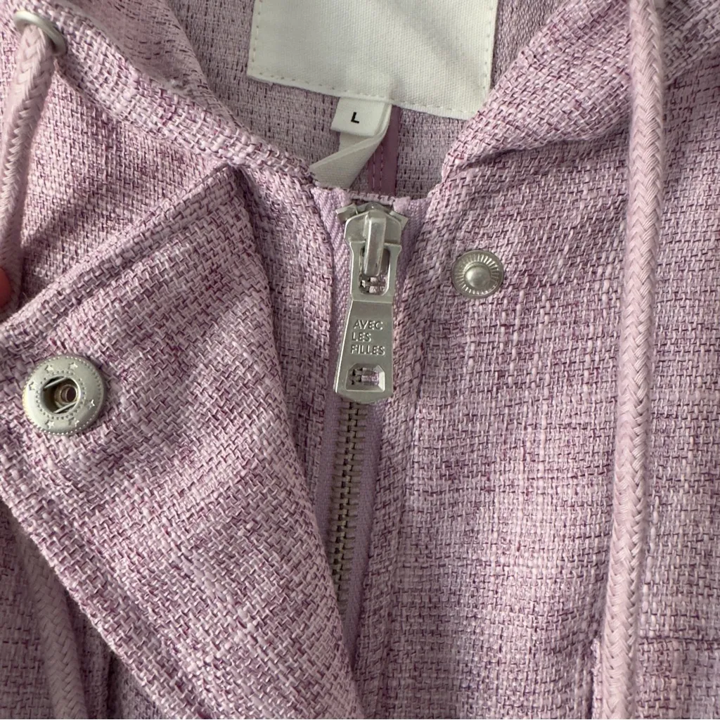 Anthropologie Avec Les Filles Lilac Hooded Jacket Full Zip Snap Drawstring hood - Image 12