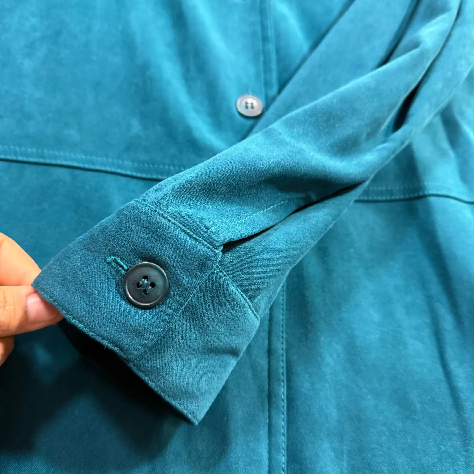 Vintage R&K Originals 14 Buttoned Jacket Teal Faux Suede Blazer Soft Y2K Hipster Blue - Image 5