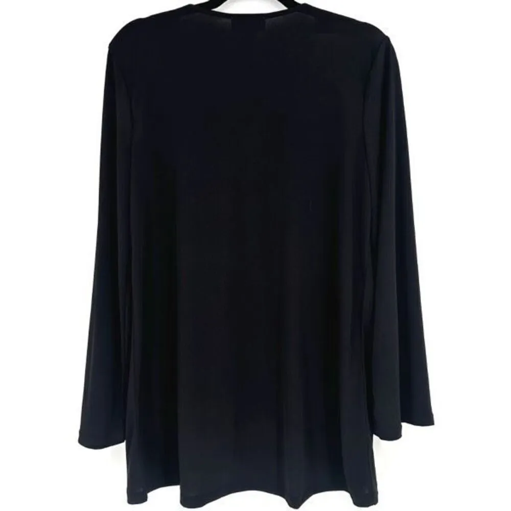 NWT Carmen Marc Valvo Women's V Neck  Studded Tunic Blouse Black Gold Size Large - Image 2