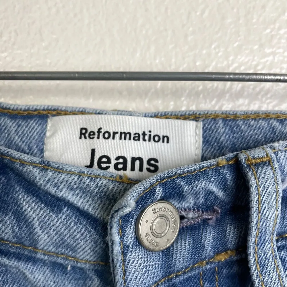 Reformation Wilder High Rise Wide Leg Crop Jeans Denim Cotton 27" Womens Size 24 - Image 7