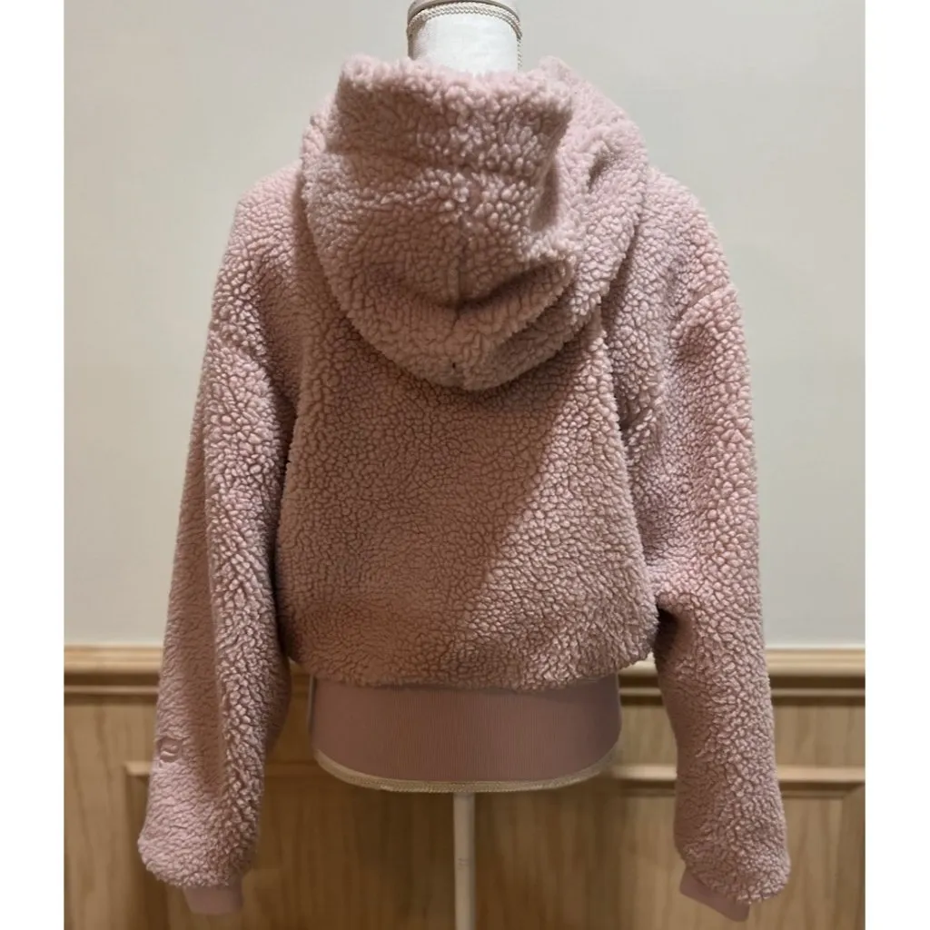 Fabletics  Summit Teddy Full Zip Hooded Jacket Sz Medium ~ Muted Mauve - Image 7