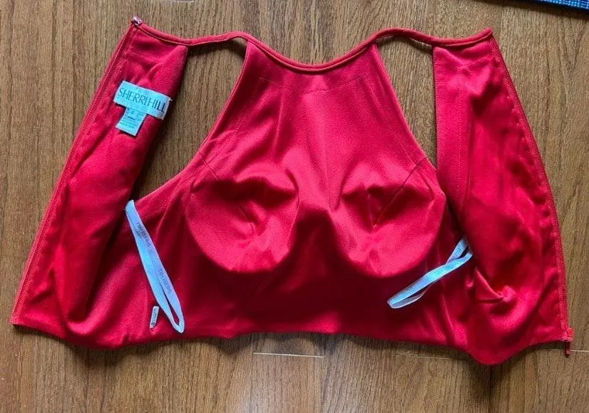 Two Piece Halter High Slit Red Prom Dress - Image 6