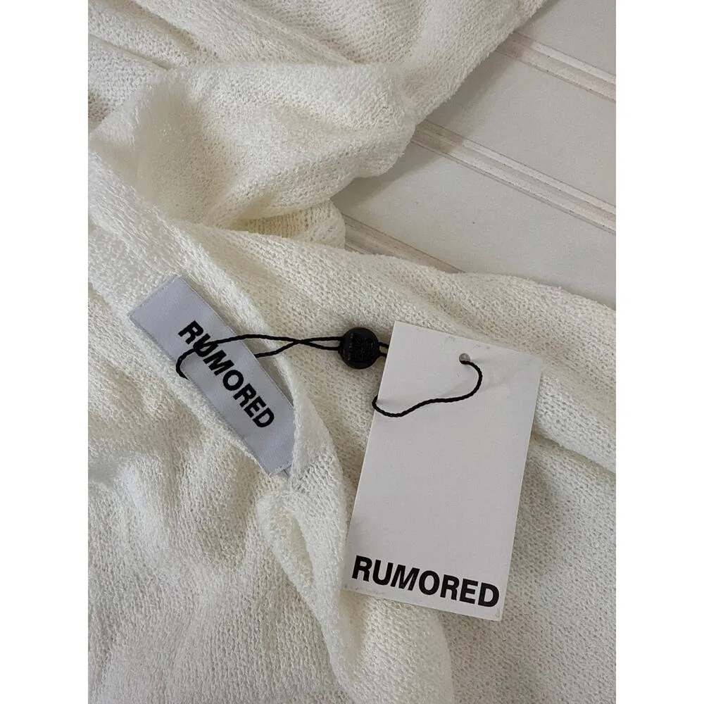 NWT Rumored Sweet Talker Mini Dress Slub White Cozy Open Back Short Party Size L Size L - Image 6