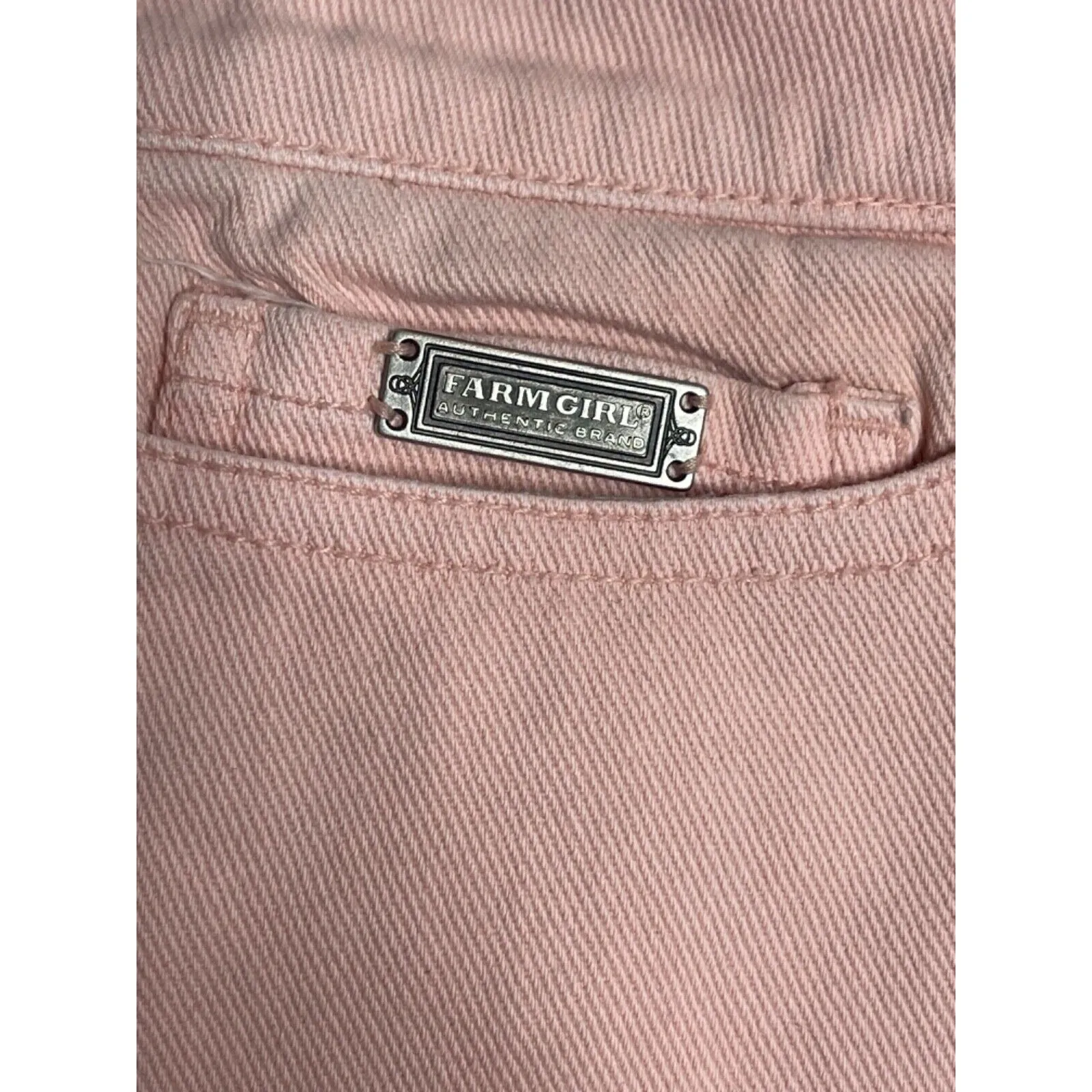 EUC Farm Girl Denim Shorts Pink Junior Size 1 - Image 6
