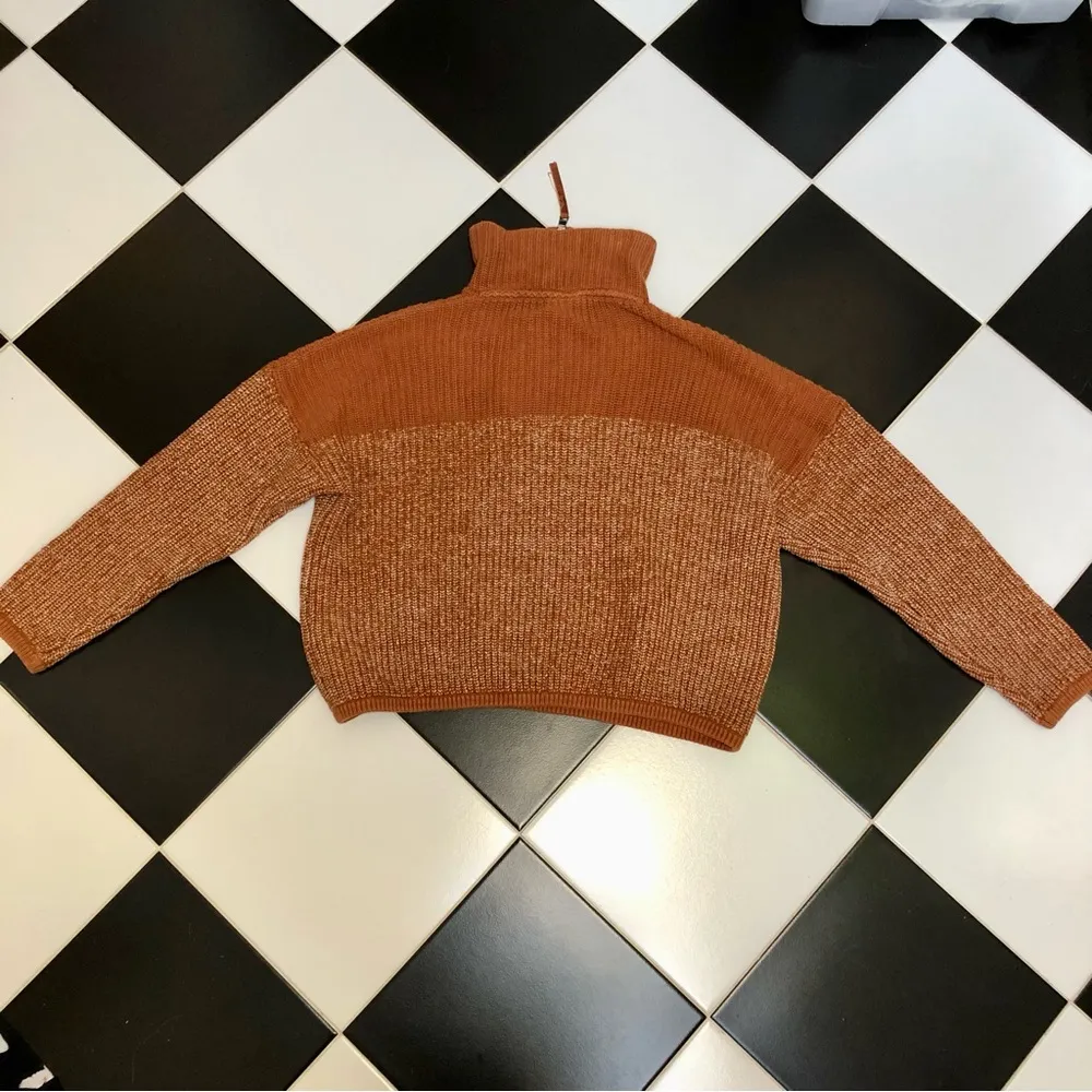 Varley Willard Half-Zip Knit Pullover Sweater in Caramel Café Brown Burnt Sienna - Image 10