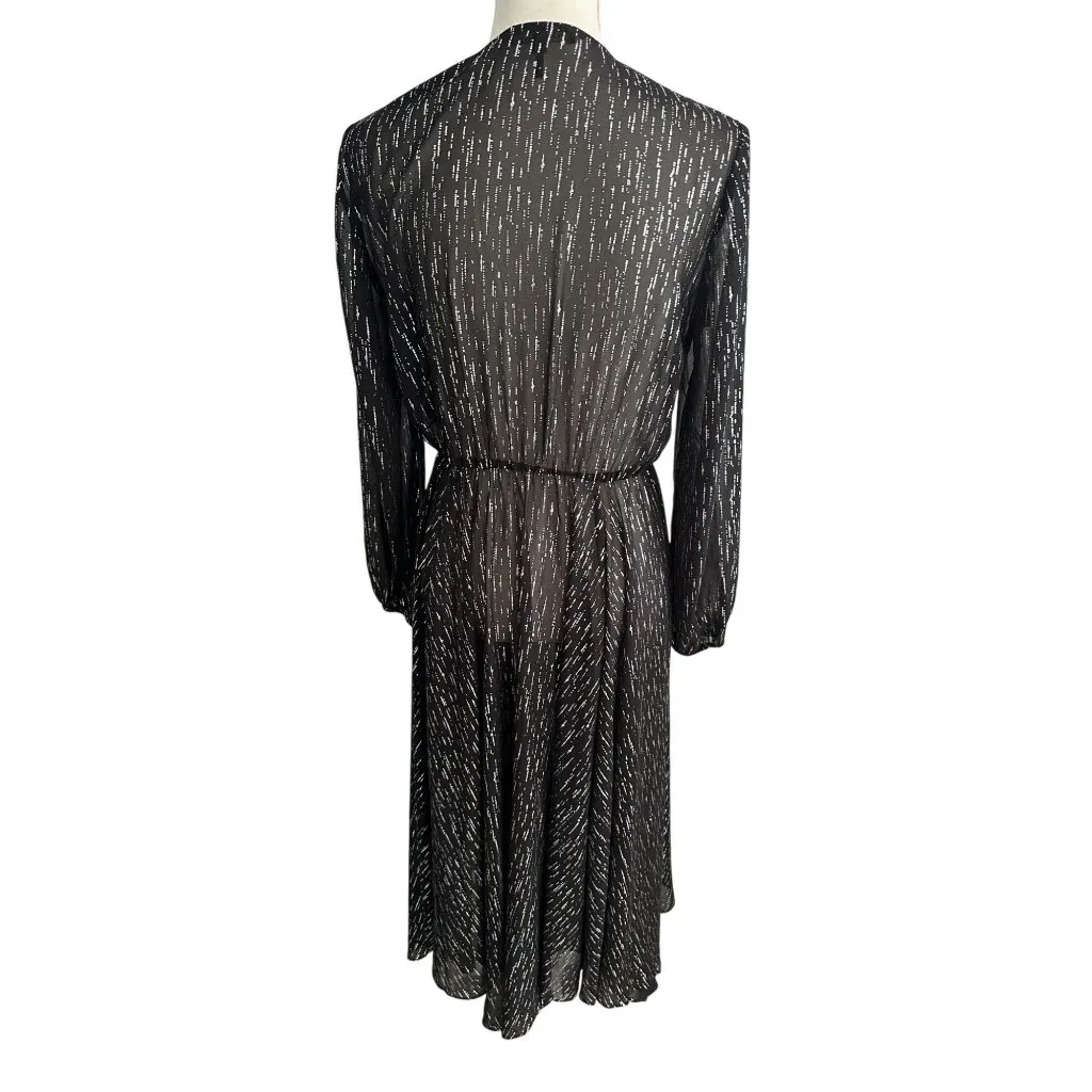 MAJE Black Sheet Metallic Long Sleeve Black Maxi Dress Size 40 / US Large - Image 9