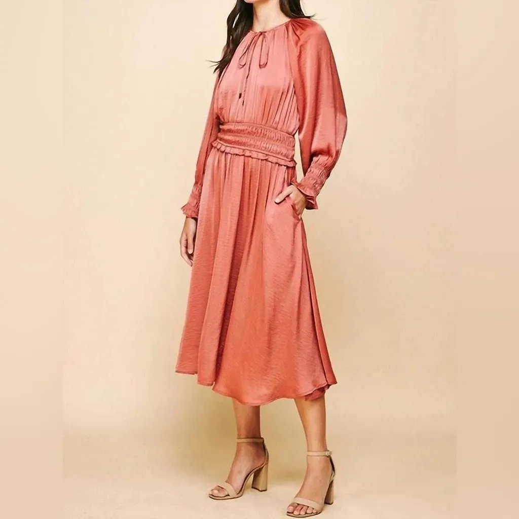 Pinch Elegant Dusty Coral Midi Dress (Inspired in Elie Tahari) Size M Pink Size M - Image 2