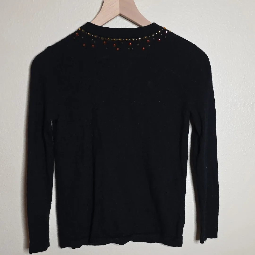 Kate Spade Embellished Paulina Cardigan Wool Cashmere Blend Sweater Black XS - Image 4