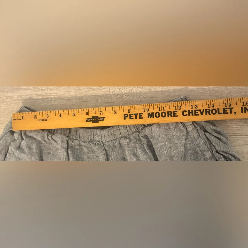 Flax Heathered Grey 100% Linen Pants Cropped Relaxed Pull On Comfy Size Small - Image 7