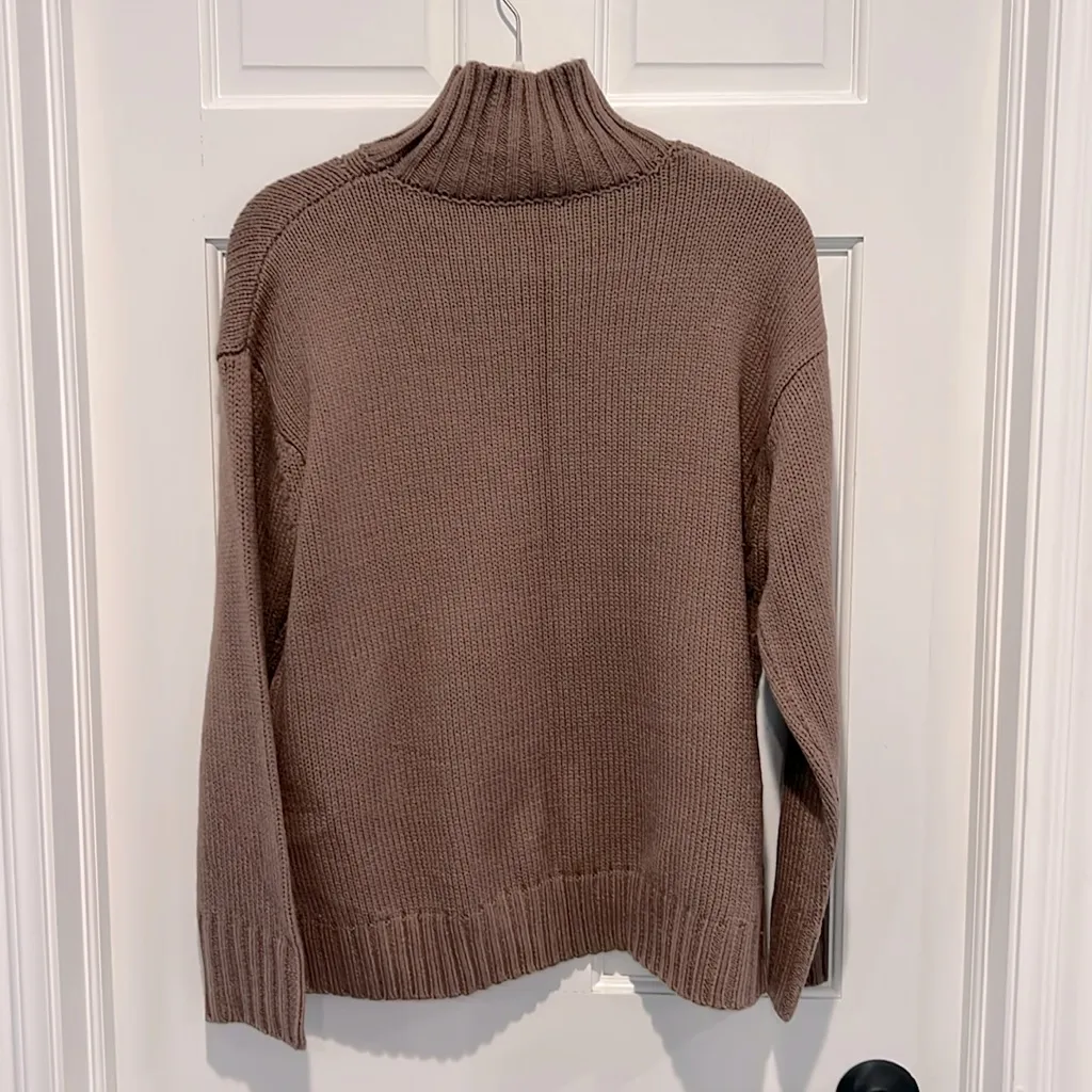 Evereve Moira Turtleneck Pullover Sweater Mock Neck Brown Small Cocoa Chocolate - Image 5