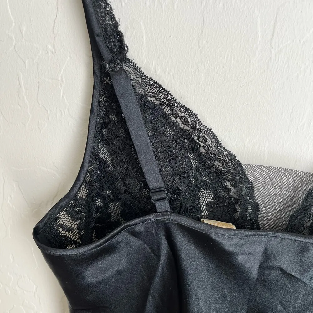 Victoria’s Secret Vintage Gold Label Gothic Satin Lace Slip Dress Black Medium - Image 5