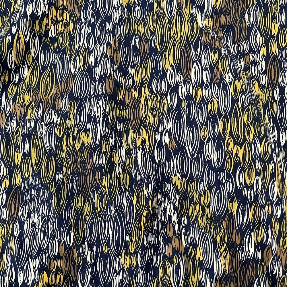 J. McLaughlin Navy, Yellow & White Print Catalina Cloth Ruched Side Dress, Sz S - Image 10