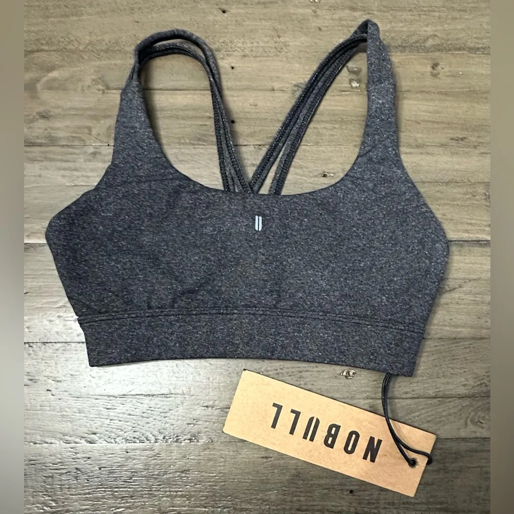 NWT NOBULL Plush Heather Crop Sports Bra - XS - Charcoal Heather - Image 3