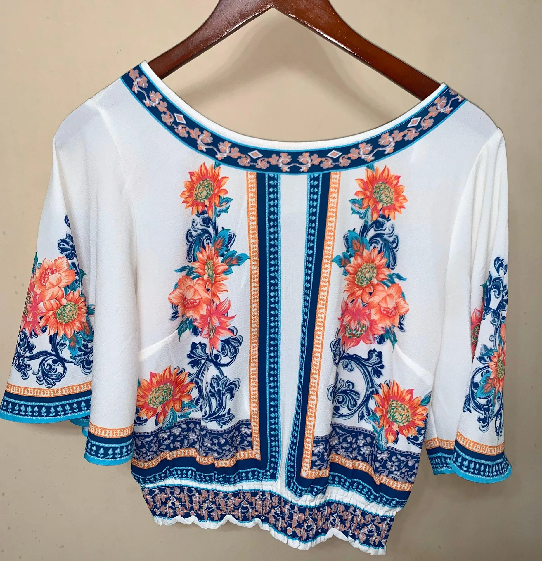 Jealous Tomato Floral Open Tie Back Blouse  - Image 2