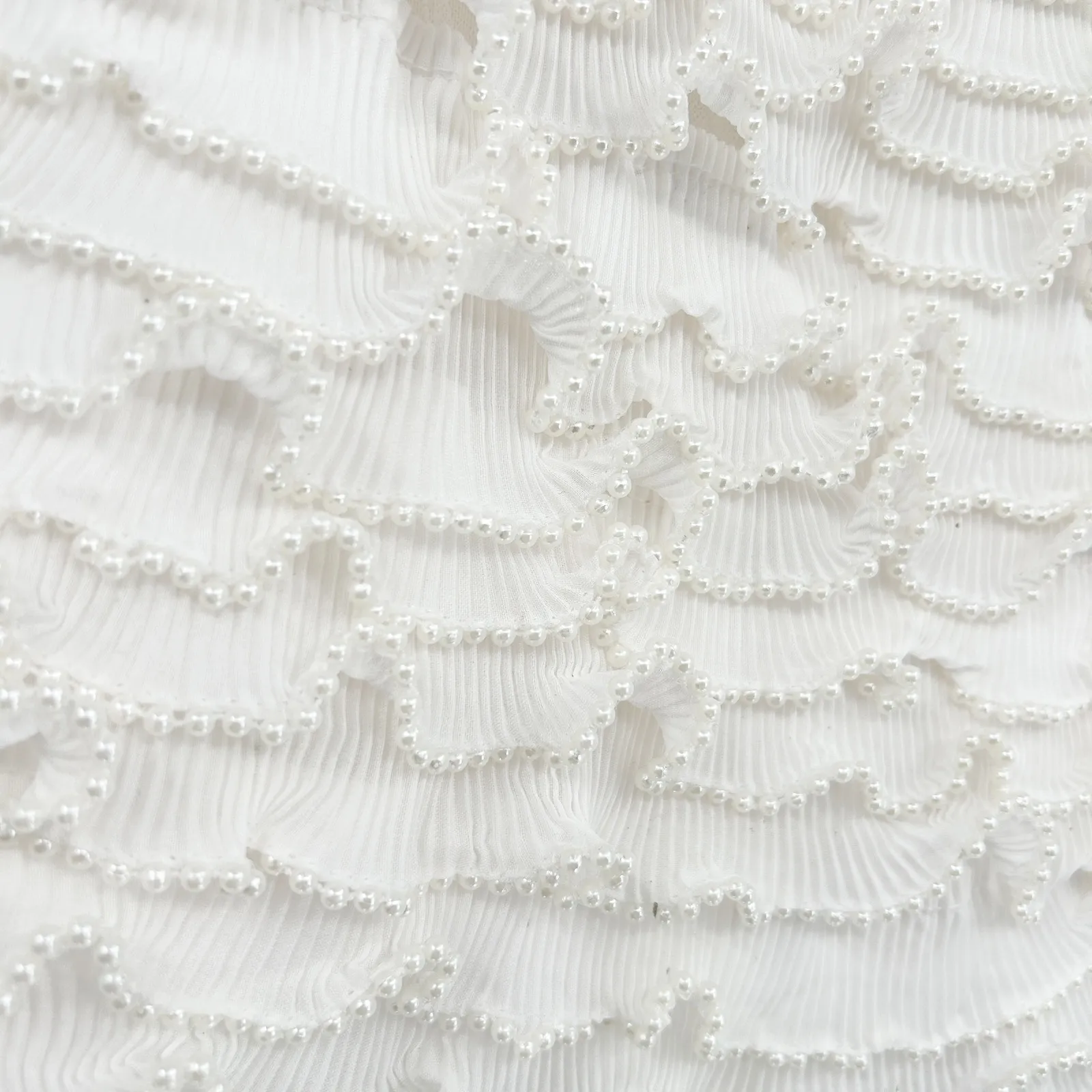 Gianni Bini x Venita Aspen Womens Plisse Pearl Trim Ruffle Mini Skirt Size 8 - Image 3