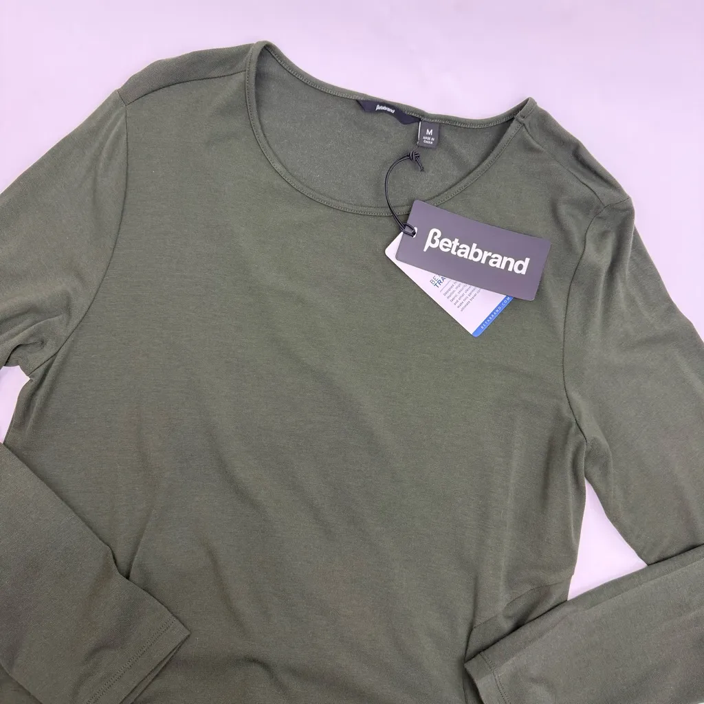 Betabrand Sweatshirt Travel Dress Silk Blend Long Sleeve Dark Olive Green - Image 6