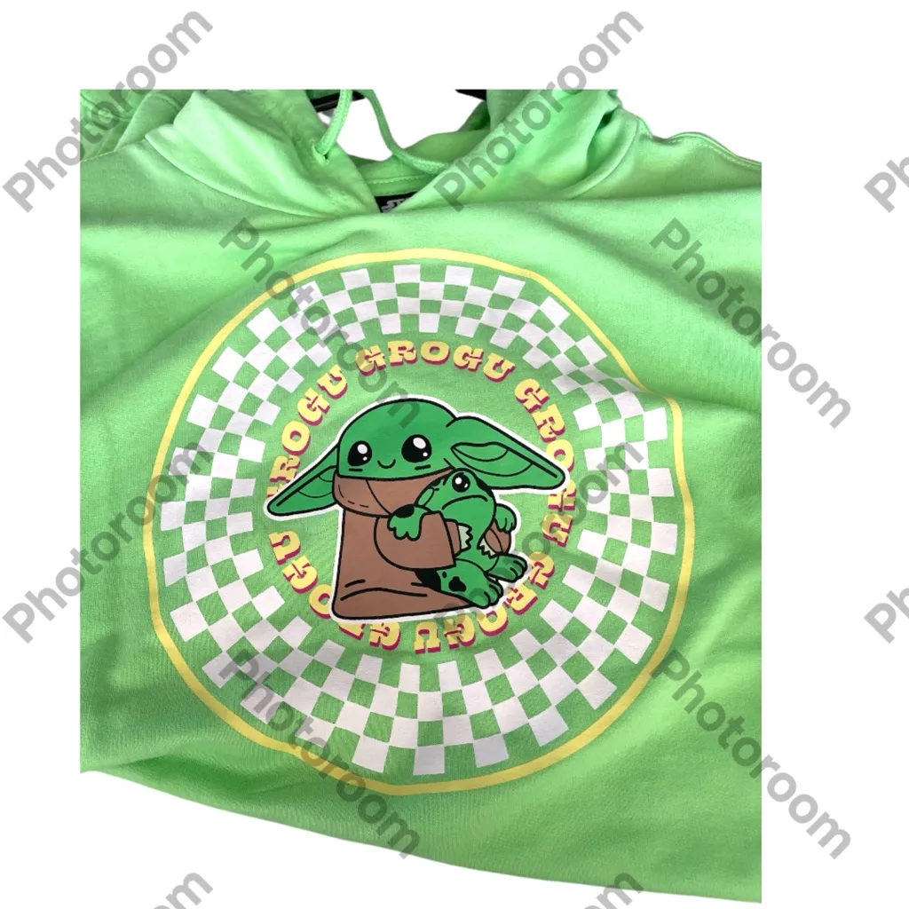 STAR WARS WOMEN’S GREEN BABY YODA FROGU FRENCH TERRY HOODIE SWEATSHIRT SIZE LG - Image 3