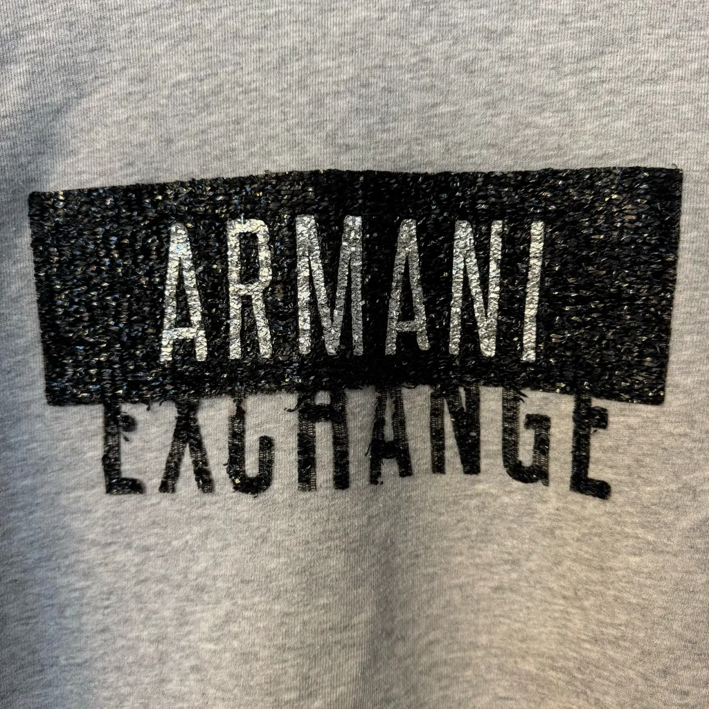 Armani Exchange Women’s Heather Gray Crew Neck Sweater — Size S - Image 3
