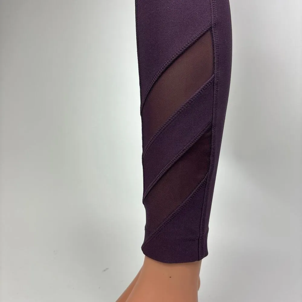 Mondetta Purple Mesh Pockets High Rise Ankle Skinny Pull On Yoga Leggings Size S - Image 5