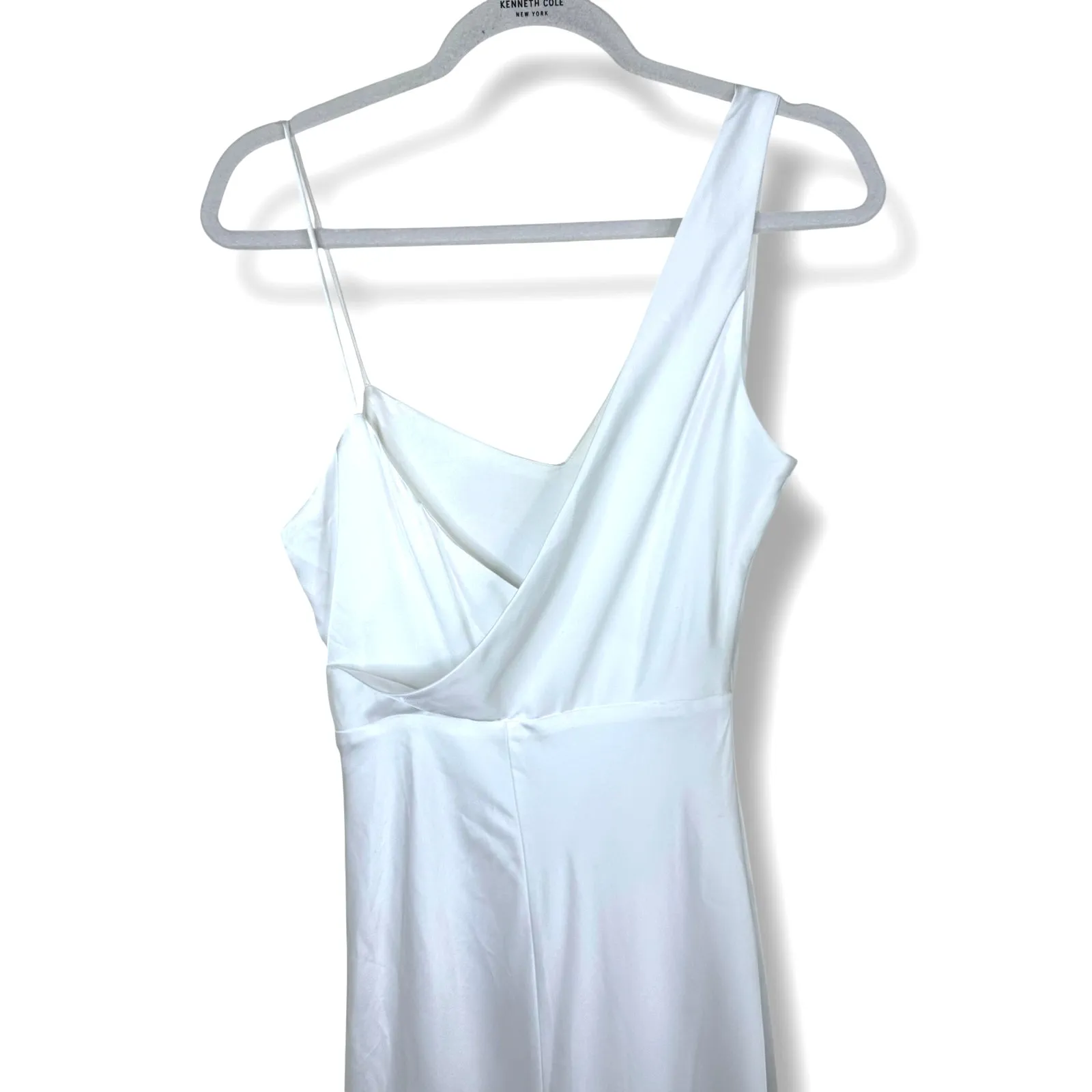 Lulus Lux Bridal NWT Unforgettable Adoration White Satin Asymmetrical Gown Dress - Image 9