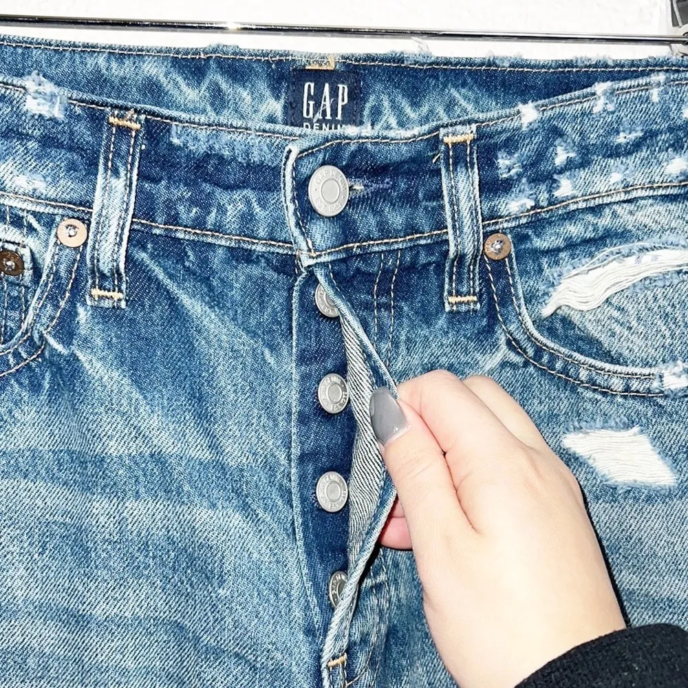 Gap Denim Cheeky Straight Destressed Destroyed Button Fly Jeans - Image 5
