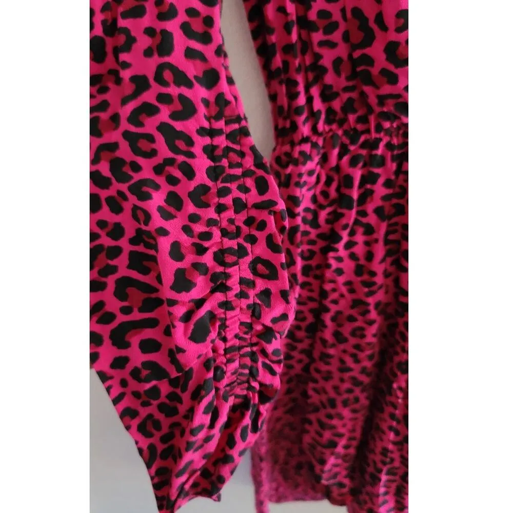 Zadig & Voltaire Reveal Leopard Print Faux Wrap Dress Pink Small NEW - Image 12