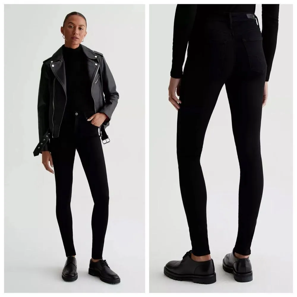 NEW AG Adriano Goldschmied The Farrah Skinny High Rise Jeans in Black Size 25 R - Image 2