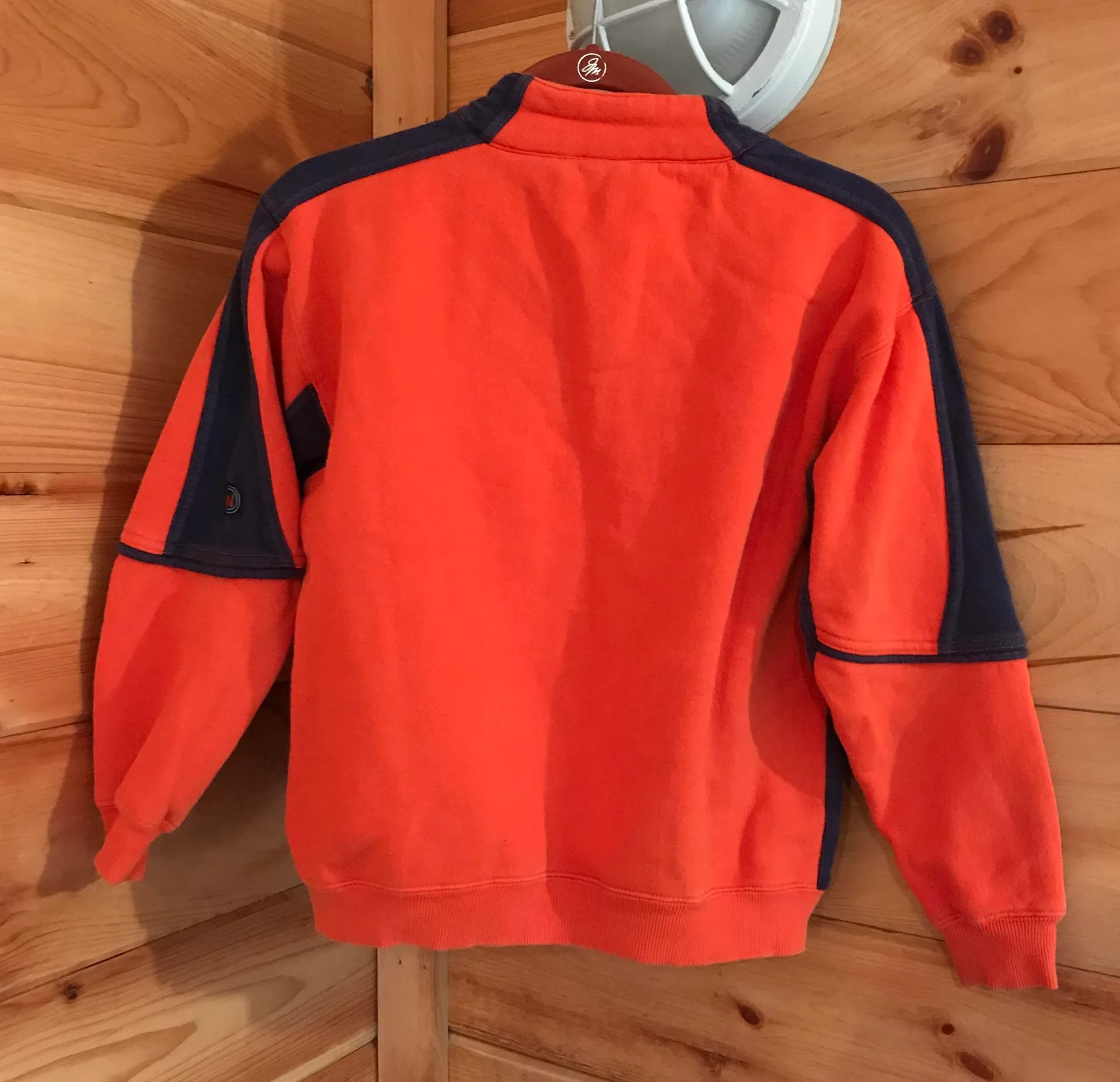 AMAZING ORANGE/NAVY BLUE VINTAGE QUARTER ZIP SWEATSHIRT - Image 4