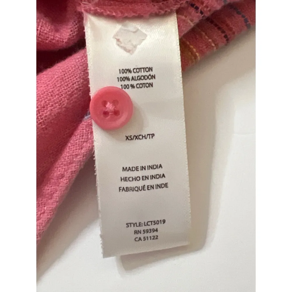 Beach Lunch Lounge Pink Plaid Button Down Short Sleeves Shirt Sz XS Women - Image 8