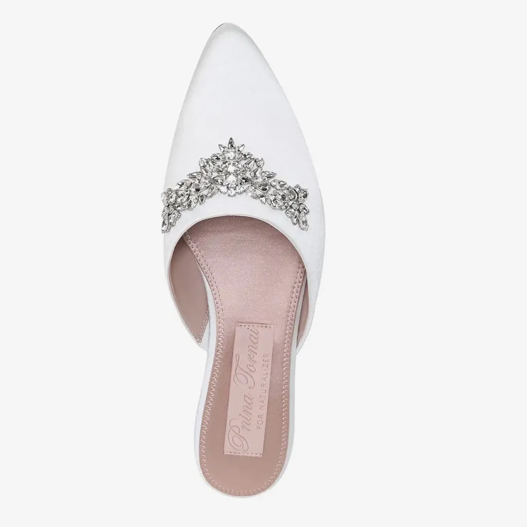 NEW $200 Pnina Tornai for Naturalizer Pyaar Dress Mules Jewel Embellished White Size 8.5 - Image 2