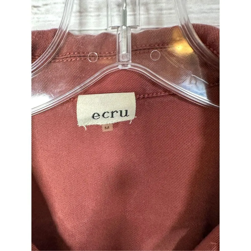 Ecru Women's Embroidered Drawstring Waist Cargo Utility Jacket Brick Size Medium - Image 9