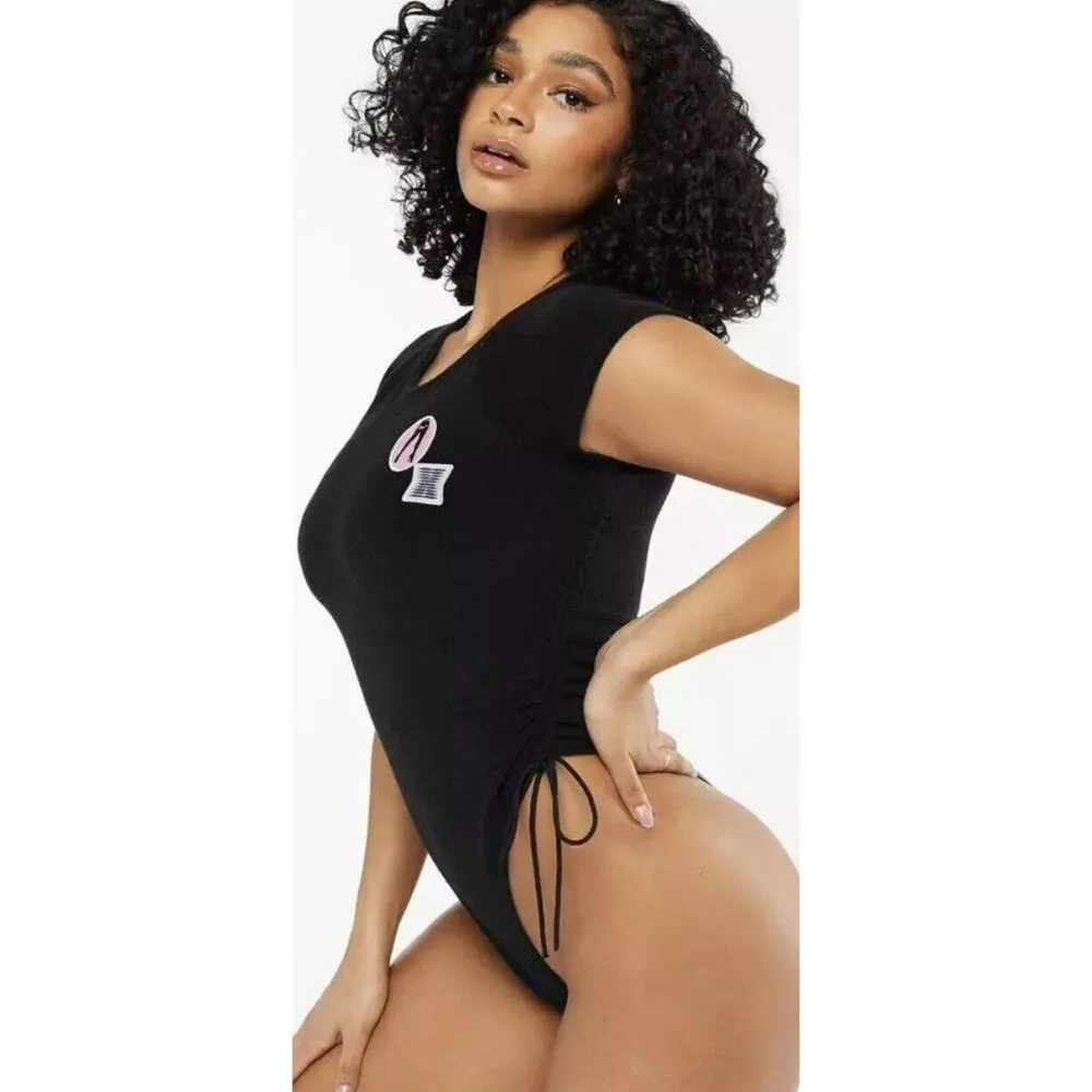 Savage X Fenty NEW 70’s Ruched Terry Thong Teddy in Black Size Medium Women’s - Image 8