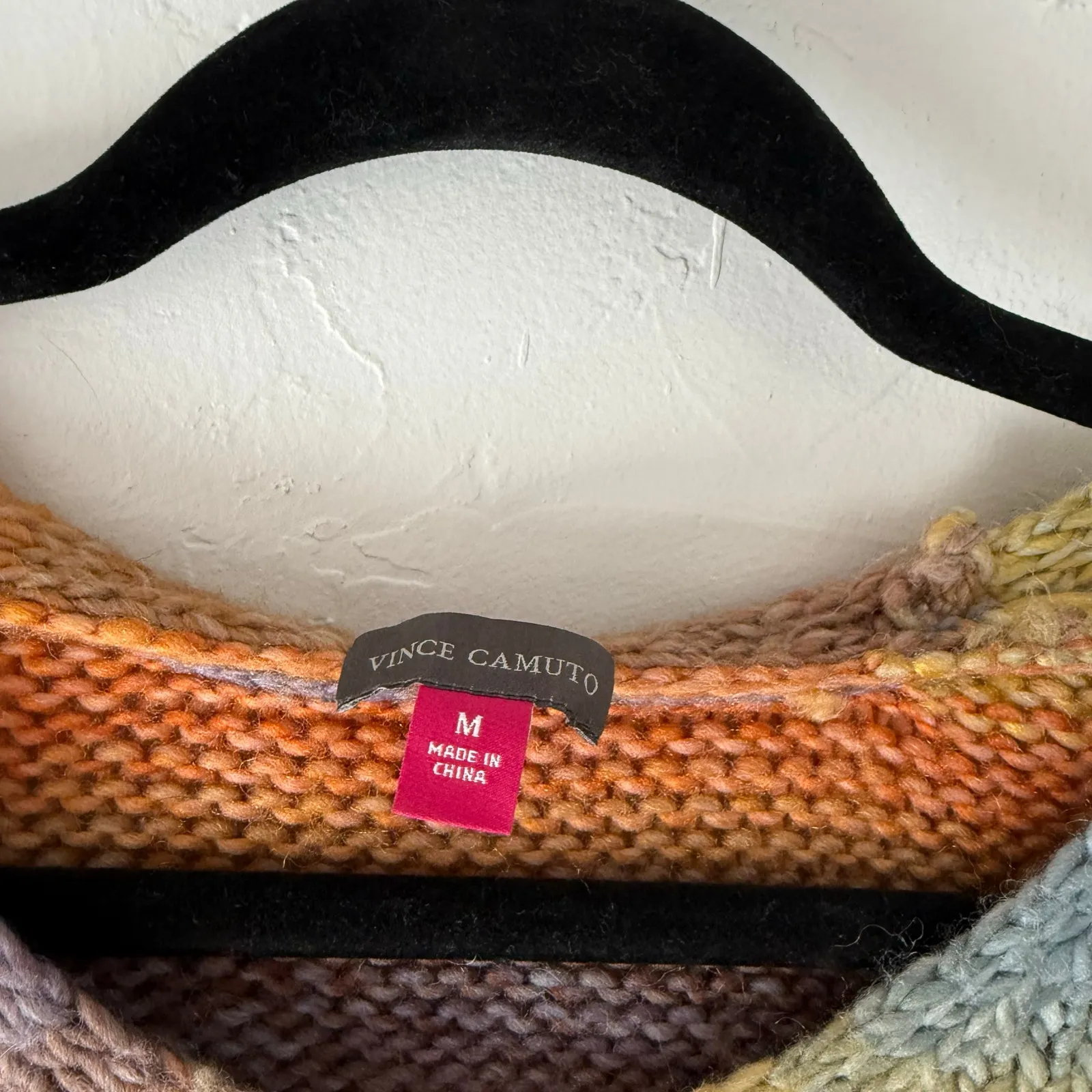 Vince Camuto Size Medium Rainbow Earth Tones‎ Cable Knit V Neck Sweater - Image 4