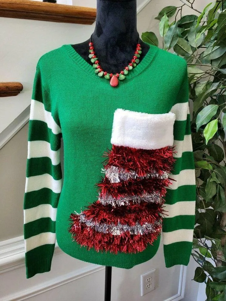 Sunset & Sixth Women's Green Acrylic Long Sleeve Round Neck Knit Sweater Size M Size M - Image 3