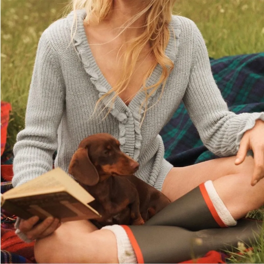 Boden Jessica Ruffle Trim Alpaca Blend Pale Green Cardigan Sweater Size 6 - Image 2