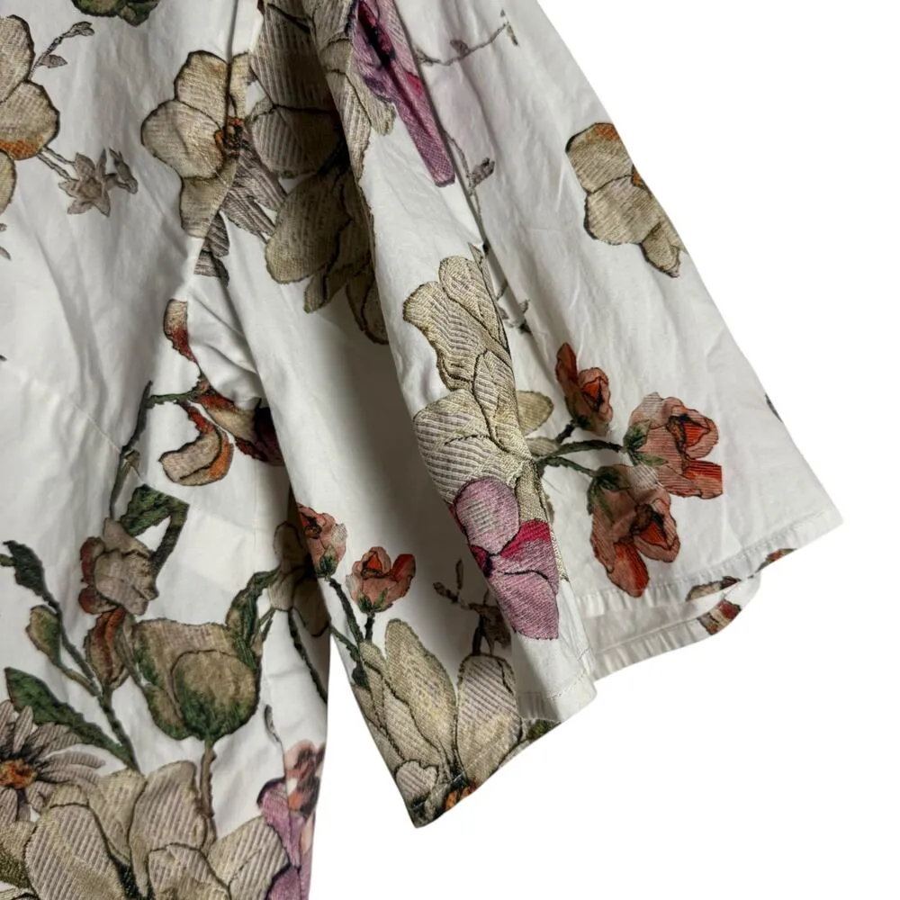 Adam Lippes White Floral Print Flutter Sleeve Top Size 2 - Image 10