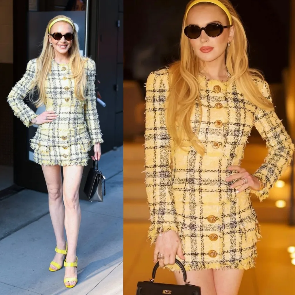 Mango  Yellow Tweed Cropped Jacket - Image 3