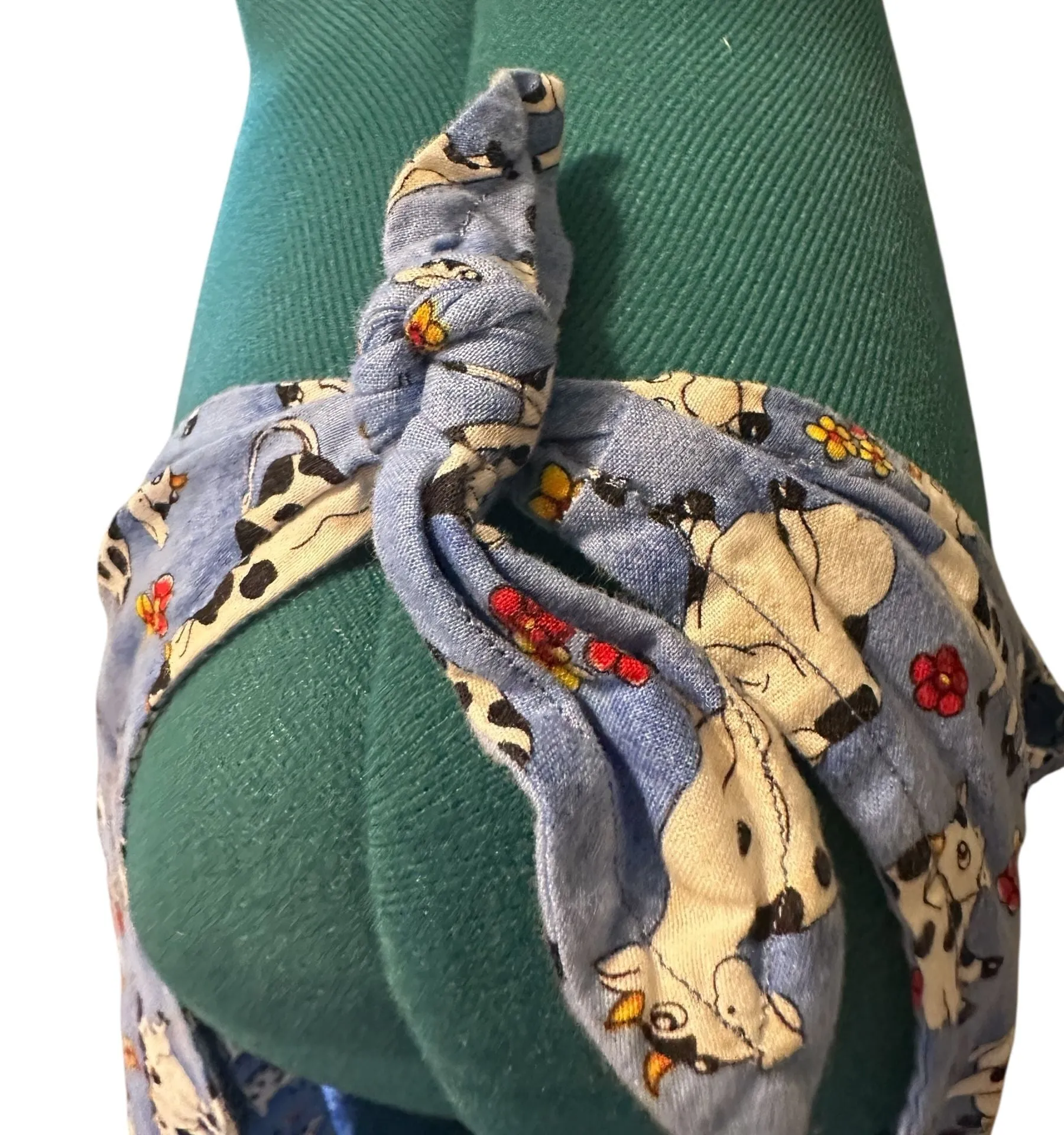 Handmade House Dress Blue Floral Cows Midi Size L/XL - Image 7