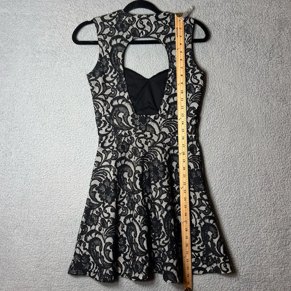 Heart Soul Dress Womens Small Black Open Back Lace Floral Sweetheart Neck Dress - Image 6