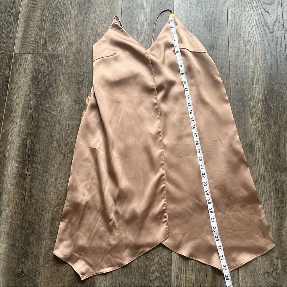 NWT Urban Outfitters Satin Tie Back Slip Dress Bronze Size Small - Image 15