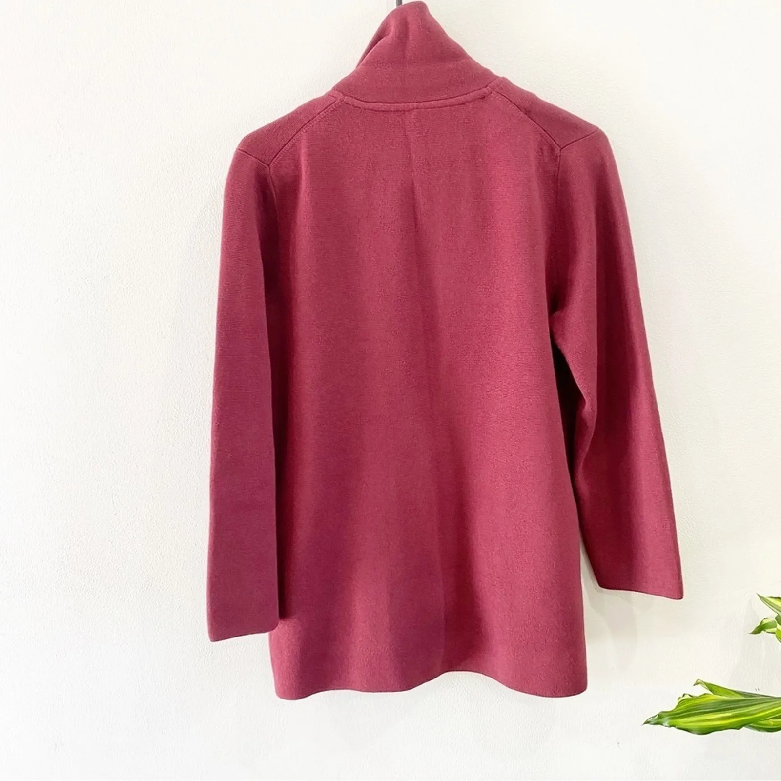 J. Crew Cecile Merino Wool Blend Sweater Blazer Jacket Burgundy BF013 Sz XS - Image 2